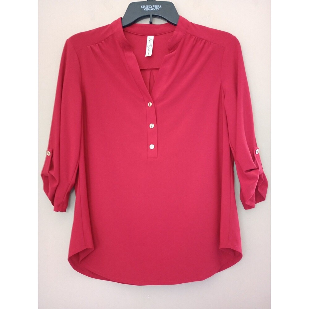 Per Seption Burgundy Blouse Size Medium Petite
